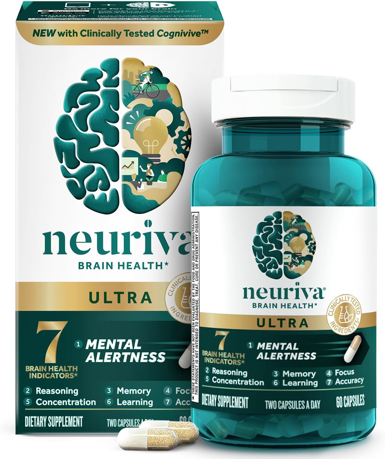 NEURIVA Brain Health Ultra Mental Alertness Supplement 60 Capsules